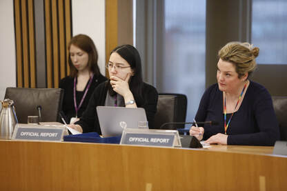 Reporters logging a Scottish Parliament committee meeting
