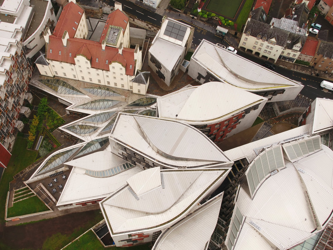 Drone image of the Scottish Parliament campus